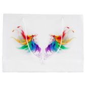 Fluffy Rainbow Wings Große Geschenktüte (Rückseite)