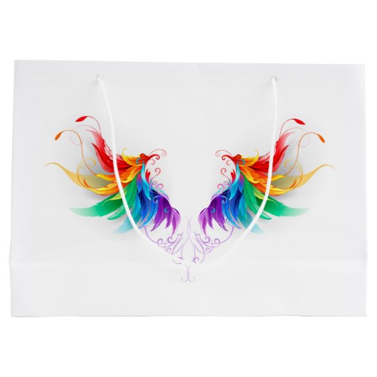 Fluffy Rainbow Wings Große Geschenktüte (Rückseite)
