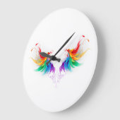 Fluffy Rainbow Wings Große Wanduhr (Winkel)