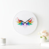 Fluffy Rainbow Wings Große Wanduhr (Zuhause)