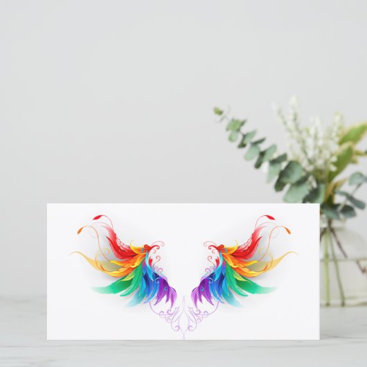 Fluffy Rainbow Wings Karte (Stehend Vorderseite)