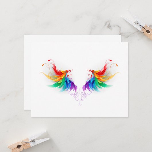 Fluffy Rainbow Wings Karte (Vorderseite/Rückseite Beispiel)