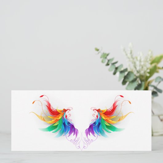 Fluffy Rainbow Wings Karte (Stehend Vorderseite)