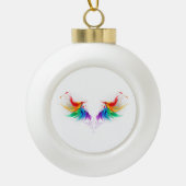 Fluffy Rainbow Wings Keramik Kugel-Ornament (Vorderseite)