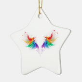 Fluffy Rainbow Wings Keramik Ornament (Links)