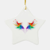 Fluffy Rainbow Wings Keramik Ornament (Hinten)
