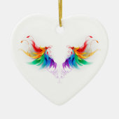Fluffy Rainbow Wings Keramik Ornament (Vorne)