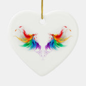 Fluffy Rainbow Wings Keramik Ornament (Hinten)