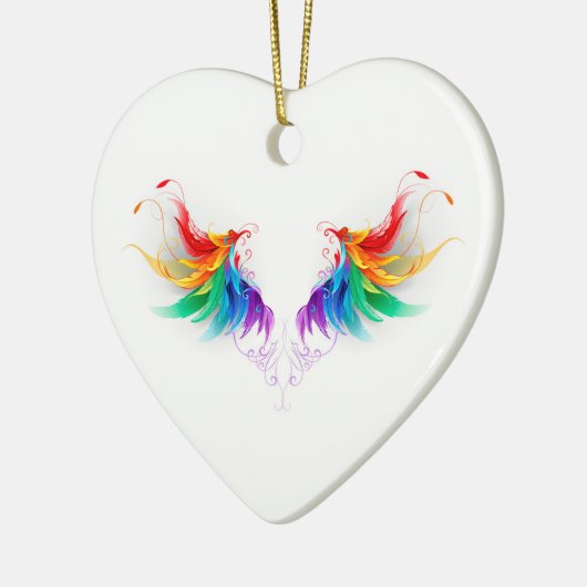 Fluffy Rainbow Wings Keramik Ornament (Links)