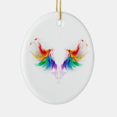 Fluffy Rainbow Wings Keramik Ornament (Rechts)