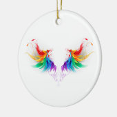 Fluffy Rainbow Wings Keramik Ornament (Links)