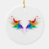 Fluffy Rainbow Wings Keramik Ornament (Hinten)