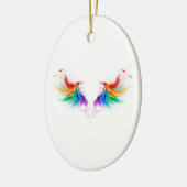 Fluffy Rainbow Wings Keramik Ornament (Links)