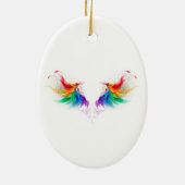 Fluffy Rainbow Wings Keramik Ornament (Hinten)