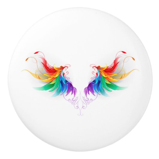 Fluffy Rainbow Wings Keramikknauf (Vorderseite)