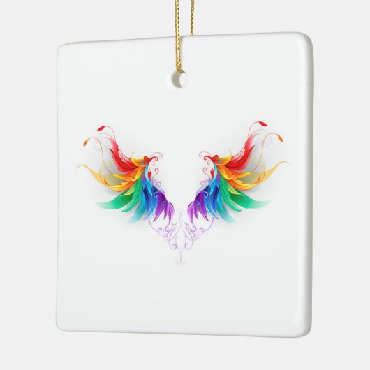 Fluffy Rainbow Wings Keramikornament (Links)