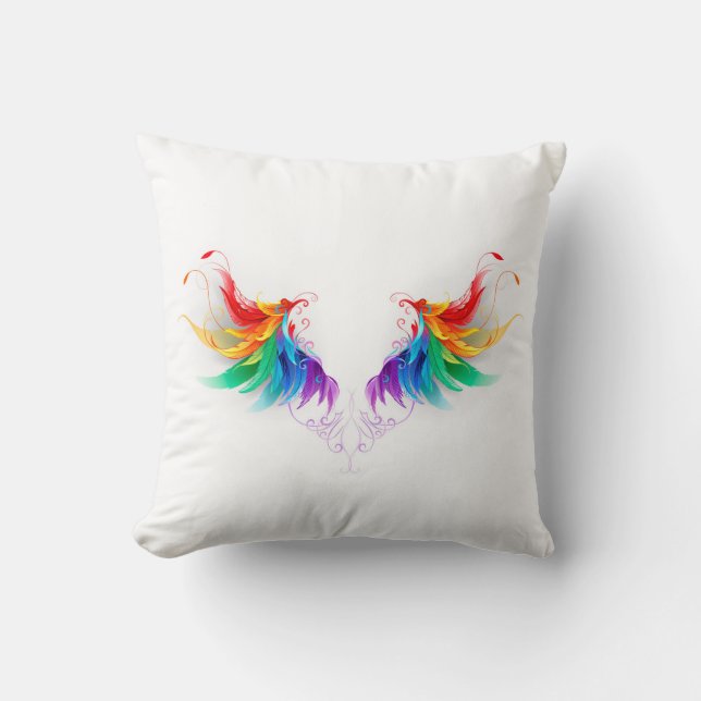 Fluffy Rainbow Wings Kissen (Vorderseite)
