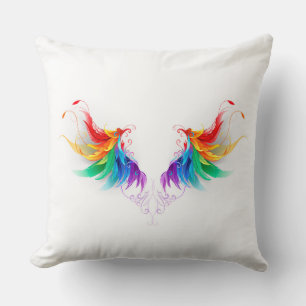 Fluffy Rainbow Wings Kissen