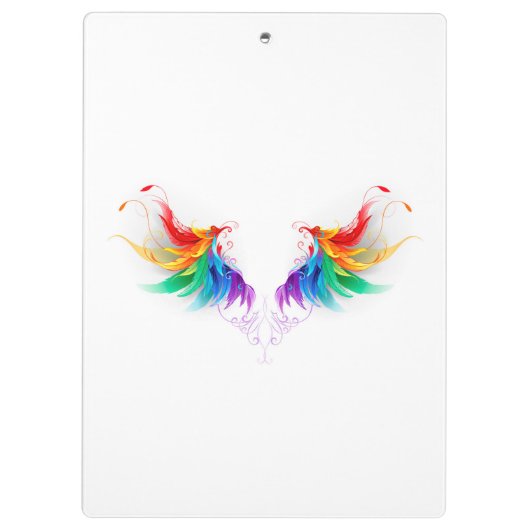 Fluffy Rainbow Wings Klemmbrett (Rückseite)