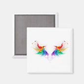 Fluffy Rainbow Wings Magnet (Vorderseite/Rückseite)