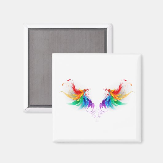 Fluffy Rainbow Wings Magnet (Vorderseite/Rückseite)
