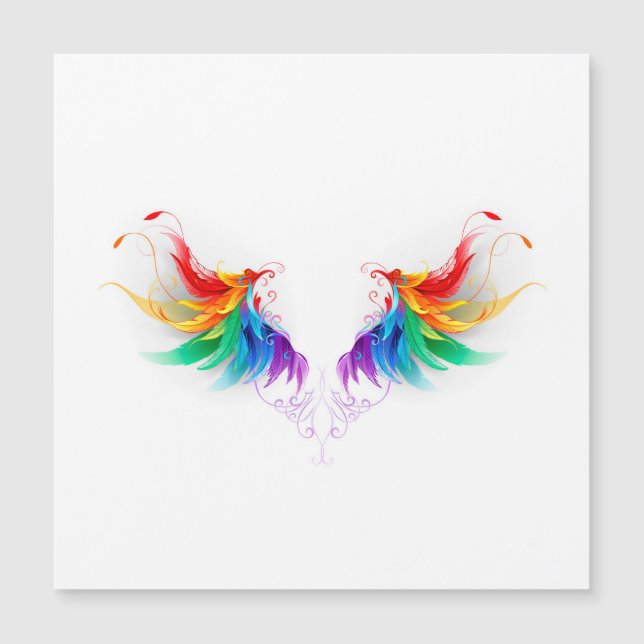 Fluffy Rainbow Wings Magnetkarte (Vorderseite)