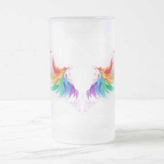 Fluffy Rainbow Wings Mattglas Bierglas (Mittel)