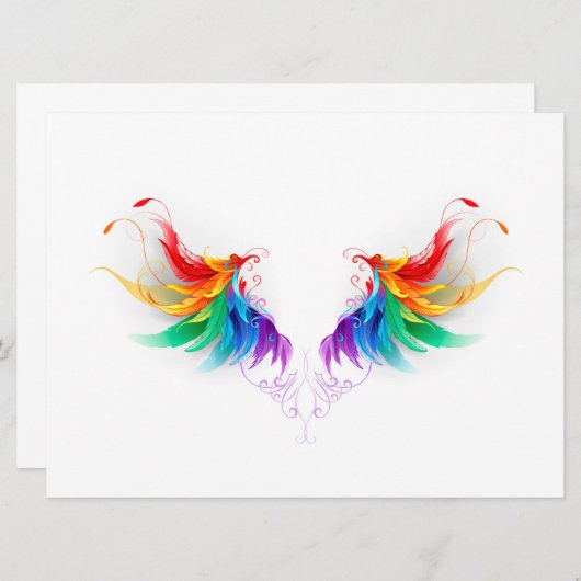 Fluffy Rainbow Wings Menükarte (Vorne/Hinten)