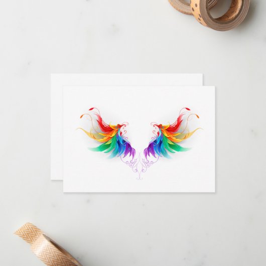 Fluffy Rainbow Wings Mitteilungskarte (Vorderseite/Rückseite Beispiel)