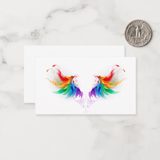 Fluffy Rainbow Wings Mitteilungskarte (Vorderseite/Rückseite Beispiel)