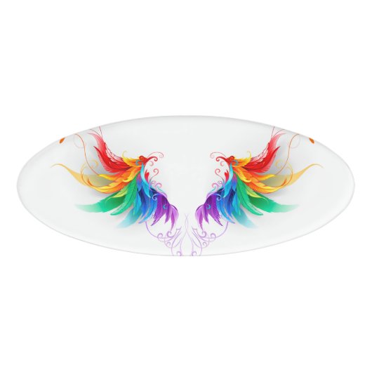 Fluffy Rainbow Wings Namenschild (Vorderseite)