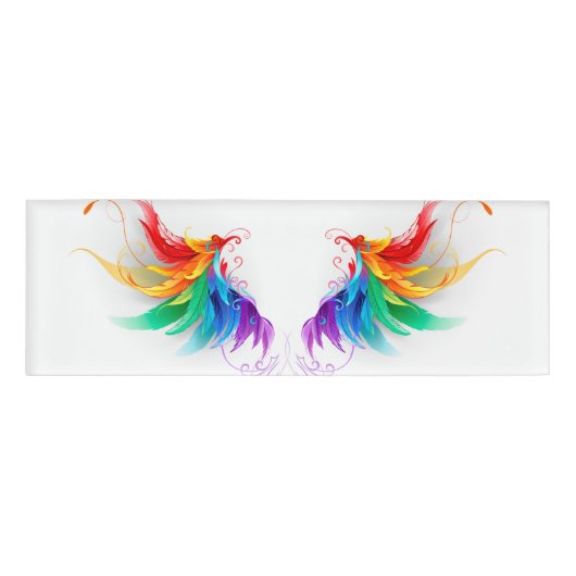 Fluffy Rainbow Wings Namenschild (Vorderseite)