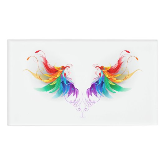 Fluffy Rainbow Wings Namenschild (Vorderseite)