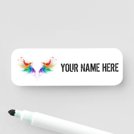 Fluffy Rainbow Wings Namensschild (Beispiel)