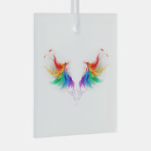 Fluffy Rainbow Wings Ornament Aus Glas (Vorderseite Rechts)
