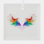 Fluffy Rainbow Wings Ornament Aus Glas (Rückseite)