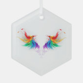 Fluffy Rainbow Wings Ornament Aus Glas (Vorderseite)