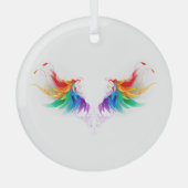 Fluffy Rainbow Wings Ornament Aus Glas (Vorderseite)