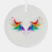 Fluffy Rainbow Wings Ornament Aus Glas (Rückseite)