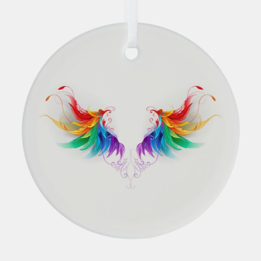 Fluffy Rainbow Wings Ornament Aus Glas (Rückseite)