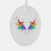 Fluffy Rainbow Wings Ornament Aus Glas (Vorderseite Rechts)