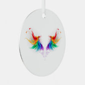 Fluffy Rainbow Wings Ornament Aus Metall (Vorderseite Rechts)