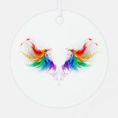 Fluffy Rainbow Wings Ornament Aus Metall (Rückseite)