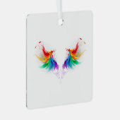 Fluffy Rainbow Wings Ornament Aus Metall (Vorderseite Rechts)