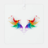 Fluffy Rainbow Wings Ornament Aus Metall (Rückseite)