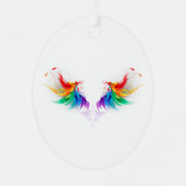 Fluffy Rainbow Wings Ornament Aus Metall (Vorderseite)