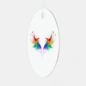 Fluffy Rainbow Wings Ornament Aus Metall (Vorderseite links)