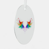 Fluffy Rainbow Wings Ornament Aus Metall (Vorderseite Rechts)