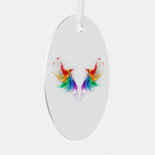 Fluffy Rainbow Wings Ornament Aus Metall (Vorderseite Rechts)
