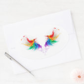 Fluffy Rainbow Wings Ovaler Aufkleber (Umschlag)